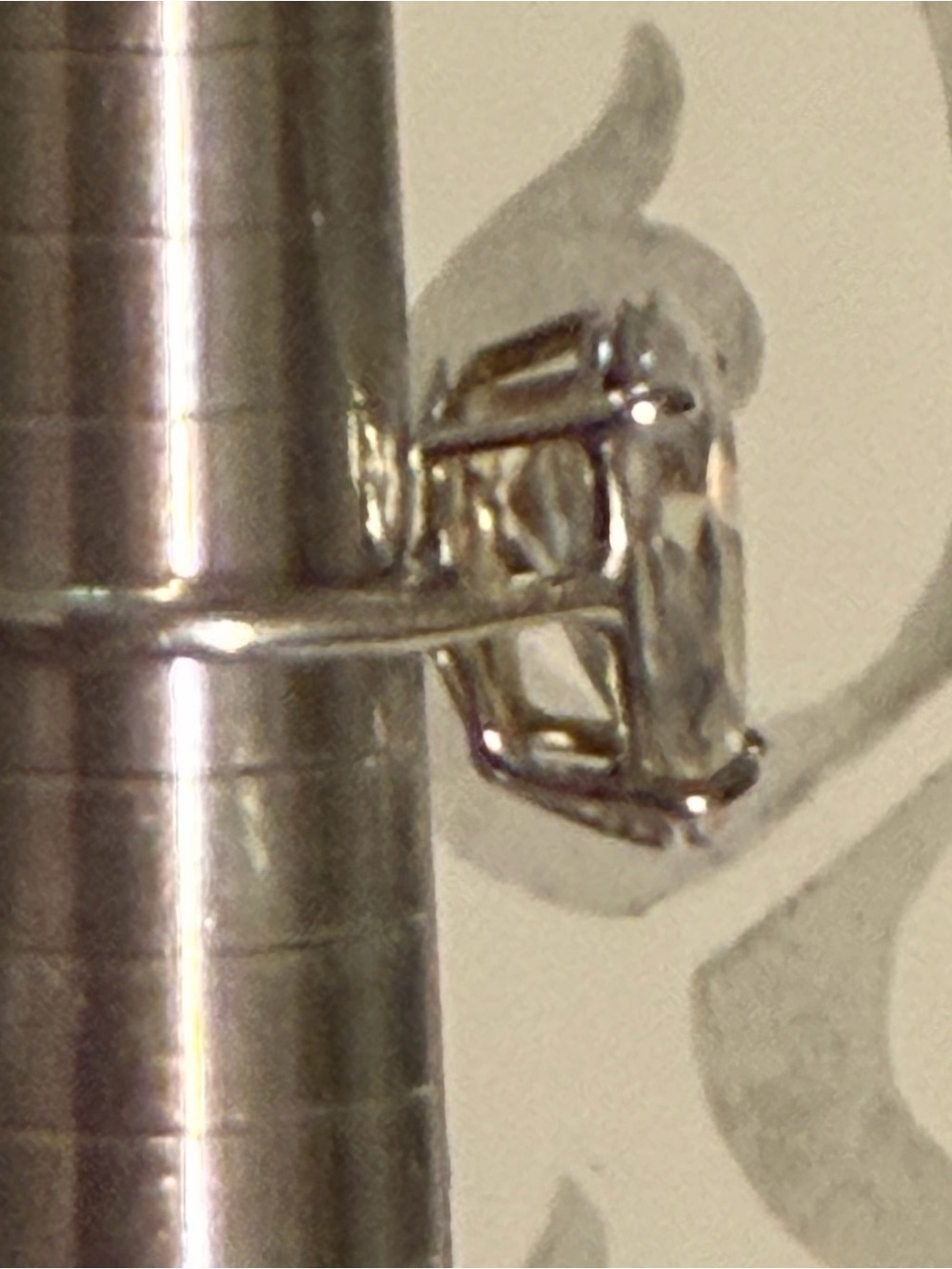 925 Silver Pear-Cut Clear Stone Ring - Sz 7 3/4 - Picture 5 of 8